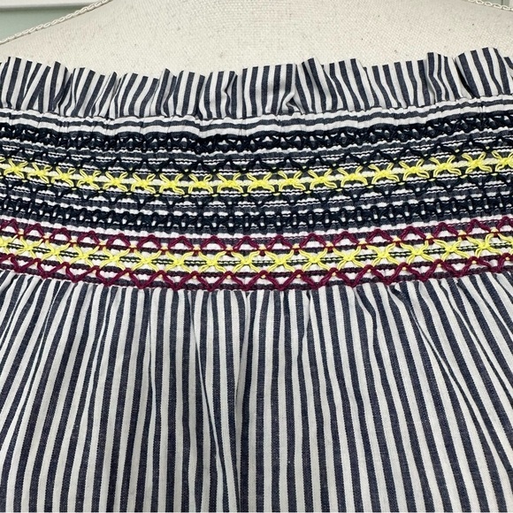 Parker Emmanuelle Smocked Striped Top Blue And White Top Size XS NEW WITH TAGS - Picture 4 of 9